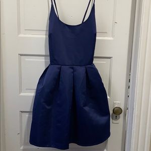Blue pleated mini dress